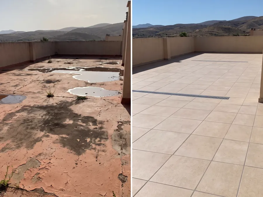 Azotea antes y después de la impermeabilización